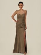KissDress-Myka Willow Green Sheath Chiffon Spaghetti Straps Long Bridesmaid Dress with Sequins