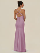 KissDress-Myka Wisteria Sheath Chiffon Spaghetti Straps Long Bridesmaid Dress with Sequins