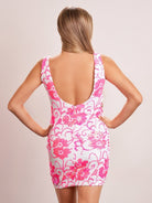 Nerys | Orange Plunging Neckline Floral Sequins Short Tight Homecoming Dress - KissProm