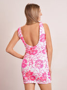 Nerys | Orange Plunging Neckline Floral Sequins Short Tight Homecoming Dress - KissProm