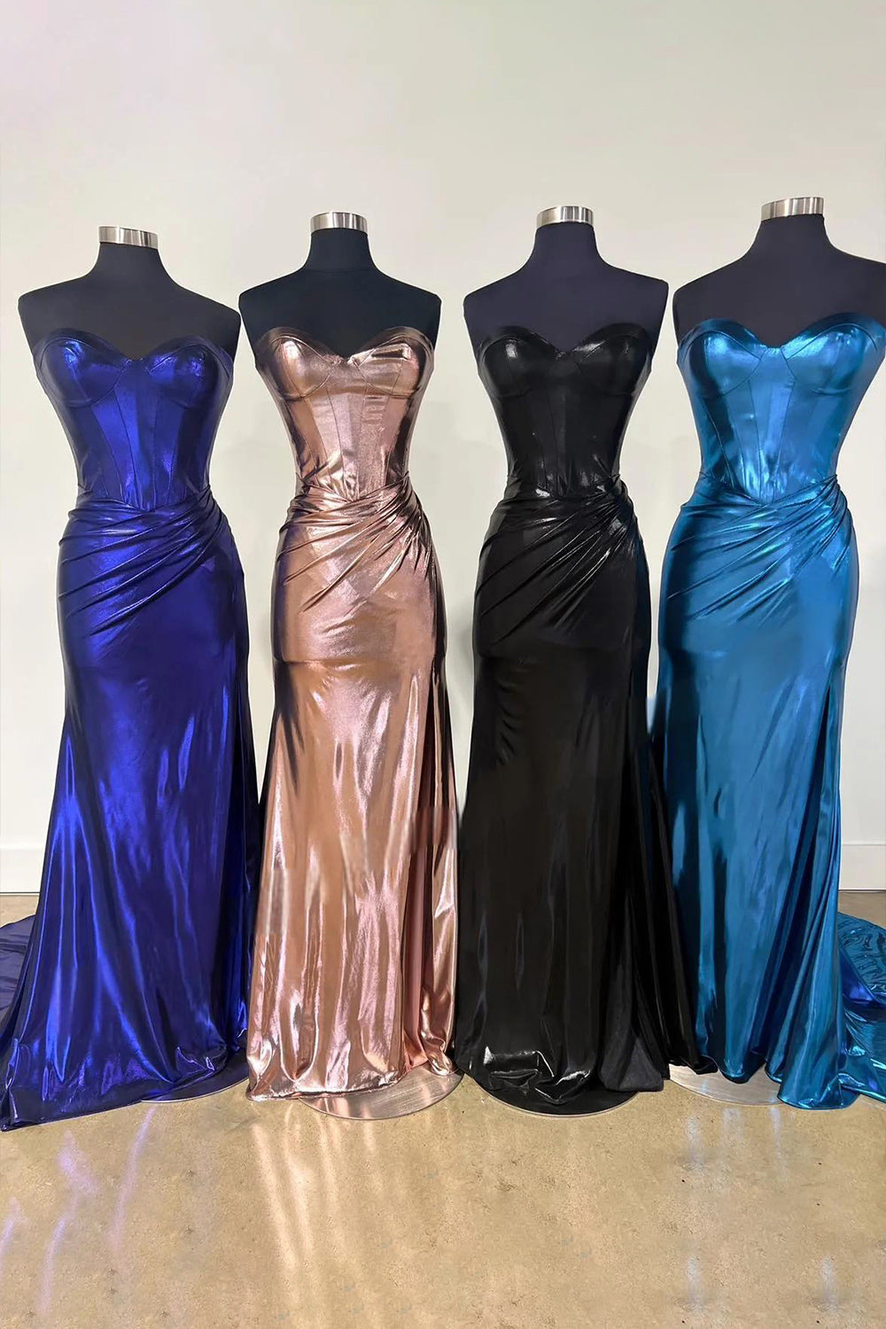 Purple Strapless Mermaid Long Formal Dress With Split