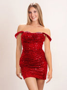 Nola | Beaded Short Off Shoulder Black Corset Short Homecoming Dress - KissProm