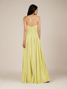 KissDress-Nolana Buttercup A Line V Neck Chiffon Pleated Long Bridesmaid Dress