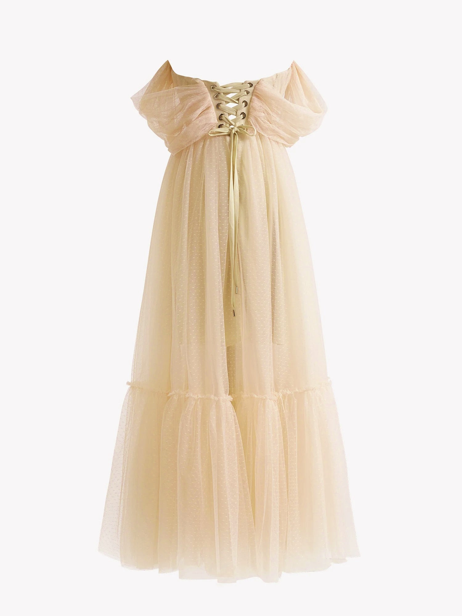 Champagne A-Line Tulle Sweetheart Tea-Length Prom Dress