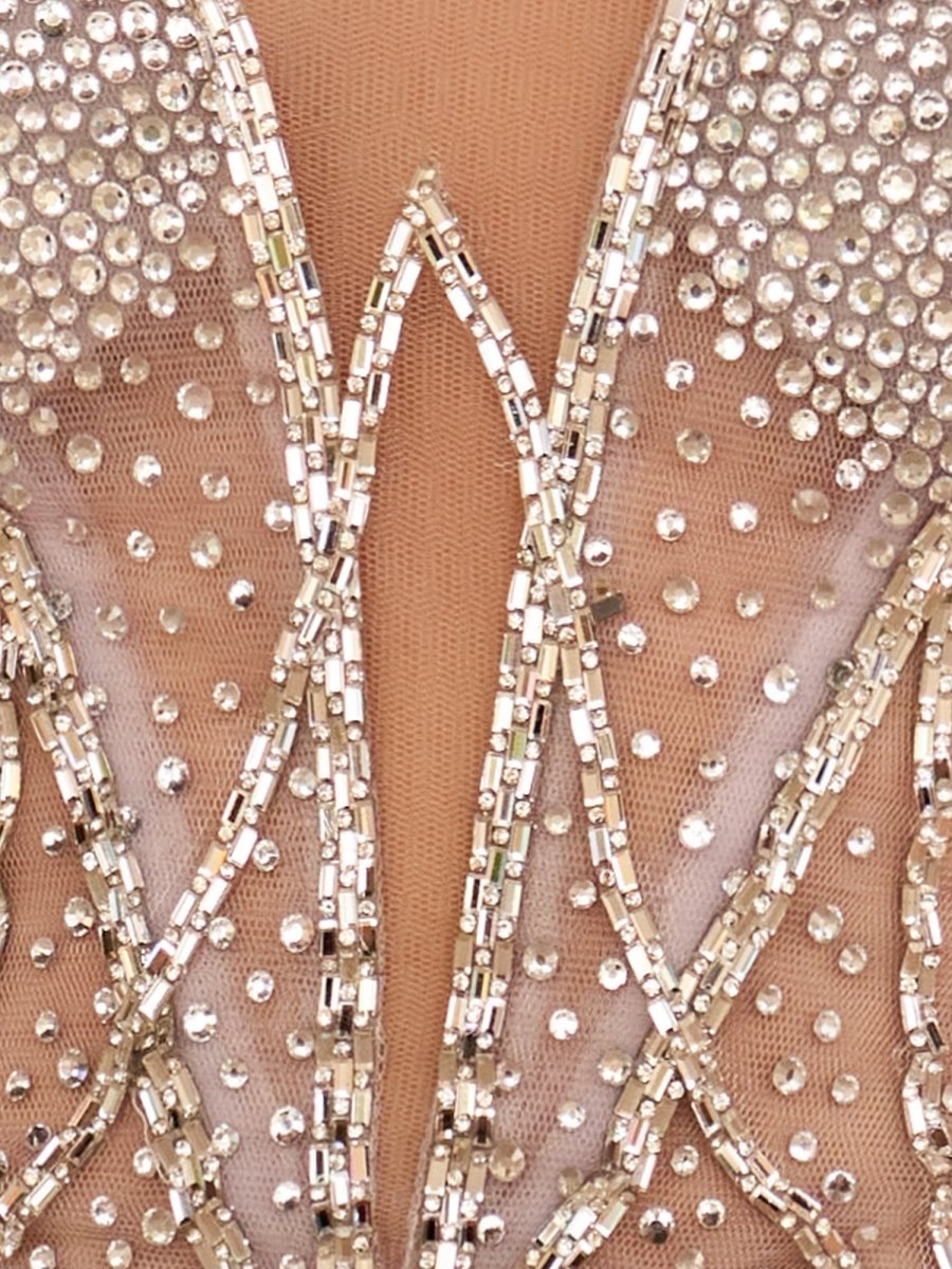 Odilee | Silver V Neck Satin Sequins Sheath Short Homecoming Dress - KissProm