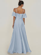 KissDress-Olia Ice A Line Chiffon Off the Shoulder Long Bridesmaid Dress with Slit