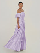 KissDress-Olia Lavender A Line Chiffon Off the Shoulder Long Bridesmaid Dress with Slit
