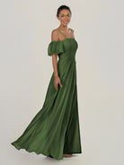 KissDress-Olia Moss A Line Chiffon Off the Shoulder Long Bridesmaid Dress with Slit