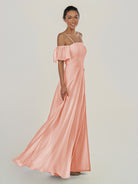 KissDress-Olia Rose Petal A Line Chiffon Off the Shoulder Long Bridesmaid Dress with Slit