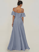 KissDress-Olia Twilight A Line Chiffon Off the Shoulder Long Bridesmaid Dress with Slit