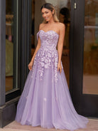 Sweet - Heart Tulle One Shoulder Floor Length Prom Dress - KissProm