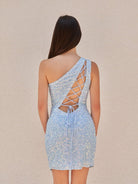 Zelda |One Shoulder Tight Sky Blue Homecoming Dress - KissProm