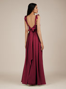 KissDress-Onyx Berry A Line Sweetheart Chiffon Ruffled Long Bridesmaid Dress with Slit
