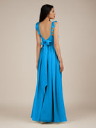 KissDress-Onyx Blue Jay A Line Sweetheart Chiffon Ruffled Long Bridesmaid Dress with Slit