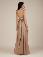 KissDress-Onyx Bronzer A Line Sweetheart Chiffon Ruffled Long Bridesmaid Dress with Slit