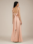 KissDress-Onyx English Rose A Line Sweetheart Chiffon Ruffled Long Bridesmaid Dress with Slit