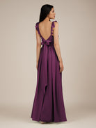 KissDress-Onyx Fig A Line Sweetheart Chiffon Ruffled Long Bridesmaid Dress with Slit