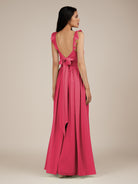 KissDress-Onyx Fuchsia A Line Sweetheart Chiffon Ruffled Long Bridesmaid Dress with Slit