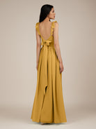 KissDress-Onyx Marigold A Line Sweetheart Chiffon Ruffled Long Bridesmaid Dress with Slit