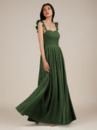 KissDress-Onyx Moss A Line Sweetheart Chiffon Ruffled Long Bridesmaid Dress with Slit