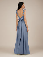KissDress-Onyx Neptune A Line Sweetheart Chiffon Ruffled Long Bridesmaid Dress with Slit