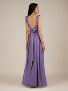 KissDress-Onyx Tahiti A Line Sweetheart Chiffon Ruffled Long Bridesmaid Dress with Slit