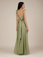 KissDress-Onyx Thyme A Line Sweetheart Chiffon Ruffled Long Bridesmaid Dress with Slit
