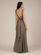 KissDress-Onyx Willow Green A Line Sweetheart Chiffon Ruffled Long Bridesmaid Dress with Slit