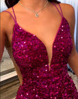 Sheath Fuchsia Sequin Homecoming Dress