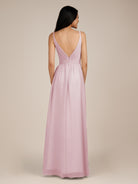 KissDress-Ophelia Candy Pink A Line Chiffon V Neck Long Bridesmaid Dress with Pleats