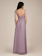 KissDress-Ophelia Dusk A Line Chiffon V Neck Long Bridesmaid Dress with Pleats