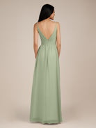 KissDress-Ophelia Dusty Sage A Line Chiffon V Neck Long Bridesmaid Dress with Pleats