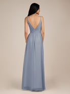 KissDress-Ophelia Twilight A Line Chiffon V Neck Long Bridesmaid Dress with Pleats