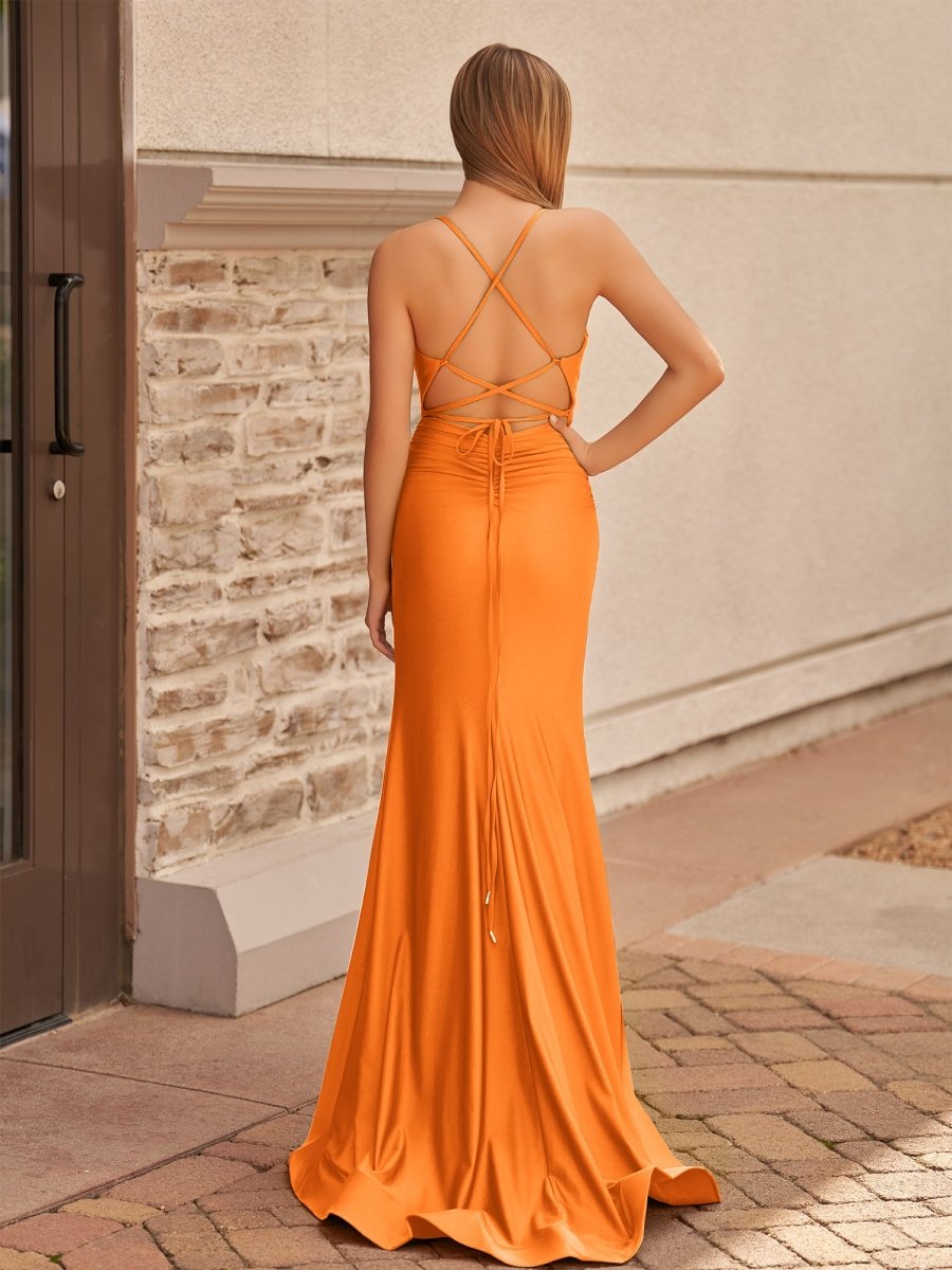 Elisabeth | Mermaid Spaghetti Straps Jersey Prom Dress with Slit - KissProm