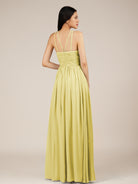 KissDress-Orinthia Buttercup A Line Halter Neck Chiffon Long Bridesmaid Dress with Pleats