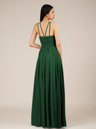 KissDress-Orinthia Dark Green A Line Halter Neck Chiffon Long Bridesmaid Dress with Pleats
