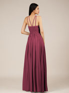KissDress-Orinthia Desert Rose A Line Halter Neck Chiffon Long Bridesmaid Dress with Pleats