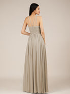 KissDress-Orinthia Frost A Line Halter Neck Chiffon Long Bridesmaid Dress with Pleats