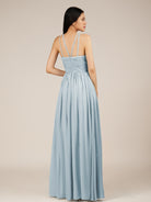 KissDress-Orinthia Ice A Line Halter Neck Chiffon Long Bridesmaid Dress with Pleats