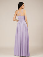 KissDress-Orinthia Lavender A Line Halter Neck Chiffon Long Bridesmaid Dress with Pleats
