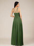 KissDress-Orinthia Moss A Line Halter Neck Chiffon Long Bridesmaid Dress with Pleats
