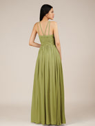 KissDress-Orinthia Moss Green A Line Halter Neck Chiffon Long Bridesmaid Dress with Pleats
