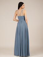 KissDress-Orinthia Neptune A Line Halter Neck Chiffon Long Bridesmaid Dress with Pleats