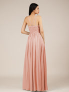 KissDress-Orinthia Rose Petal A Line Halter Neck Chiffon Long Bridesmaid Dress with Pleats