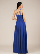 KissDress-Orinthia Royal Blue A Line Halter Neck Chiffon Long Bridesmaid Dress with Pleats