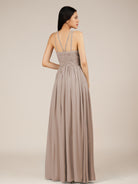 KissDress-Orinthia Toffee A Line Halter Neck Chiffon Long Bridesmaid Dress with Pleats