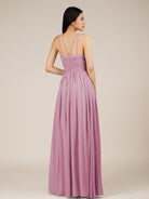 KissDress-Orinthia Vintage Mauve A Line Halter Neck Chiffon Long Bridesmaid Dress with Pleats