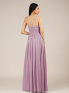 KissDress-Orinthia Wisteria A Line Halter Neck Chiffon Long Bridesmaid Dress with Pleats