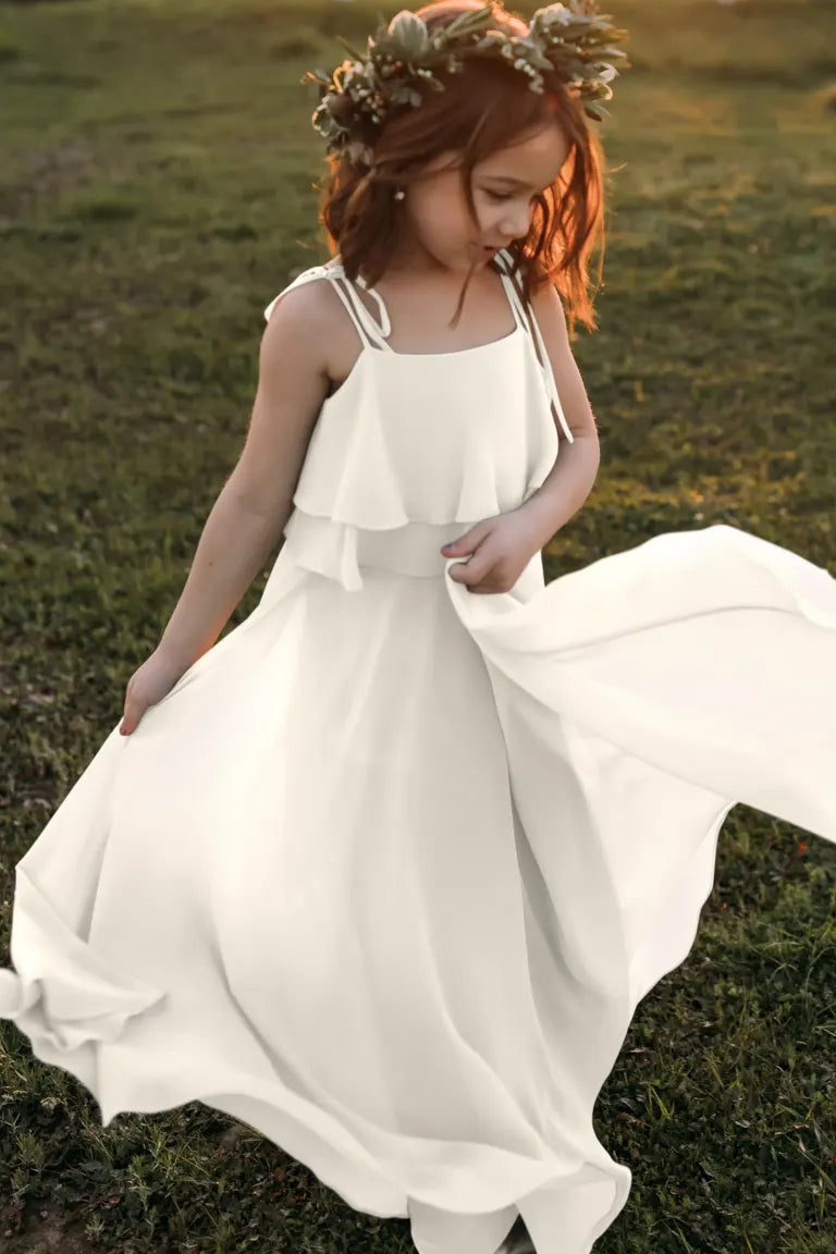 Layla Spaghetti Straps Chiffon Flower Girl Dress