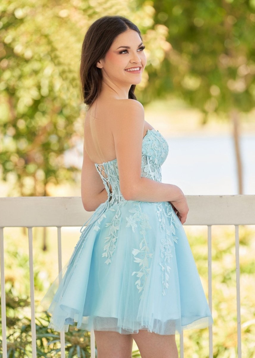Petunia |A - Line Tulle Lace Homecoming Dress with Appliques - KissProm
